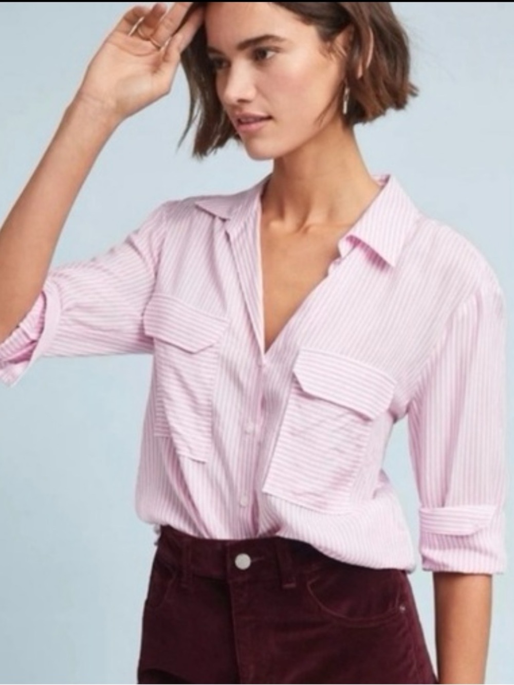 ANTHROPOLOGIE Maeve Zadie Tie Striped Shirt